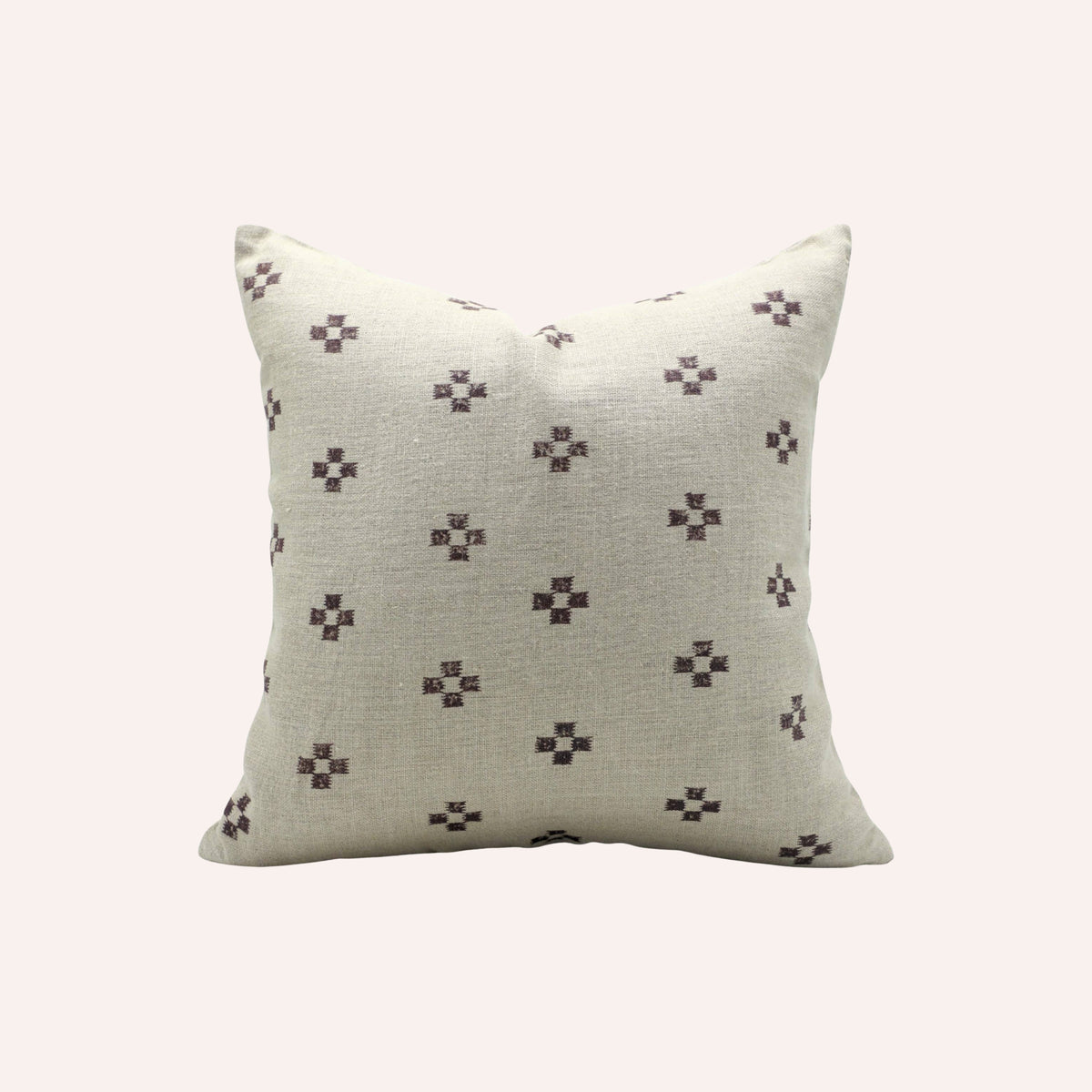 Barfi Cushion Cover, Linen & Chocolate Brown