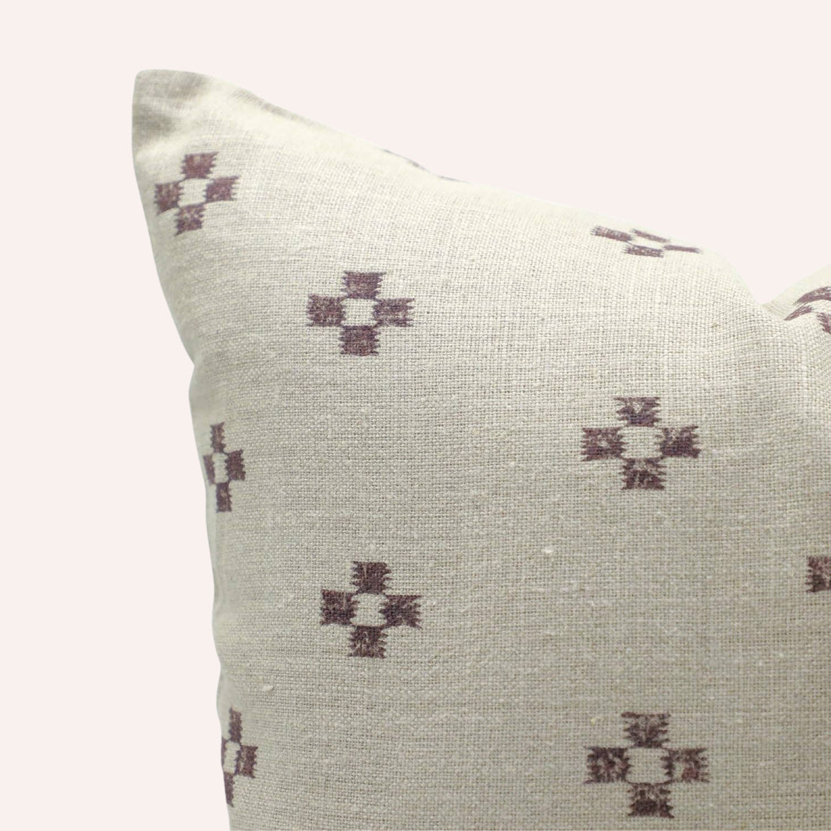 Barfi Cushion Cover, Linen & Chocolate Brown