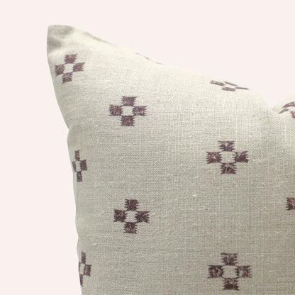 Barfi Cushion Cover, Linen & Chocolate Brown