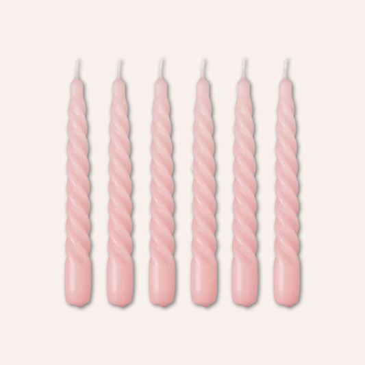 Twist Dinner Candle, Baby Pink