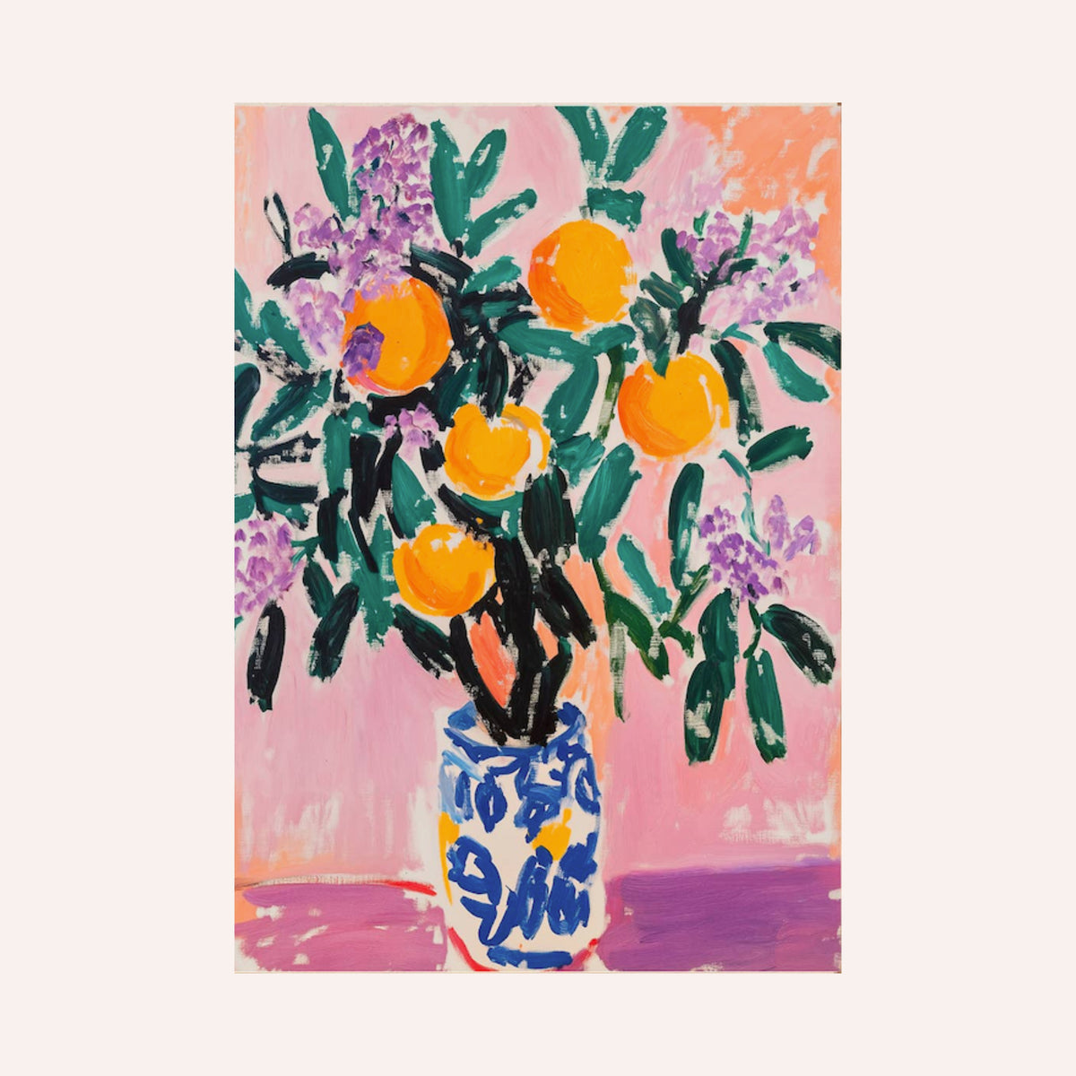 Oranges & Flowers Vase Print at House of Fibi
