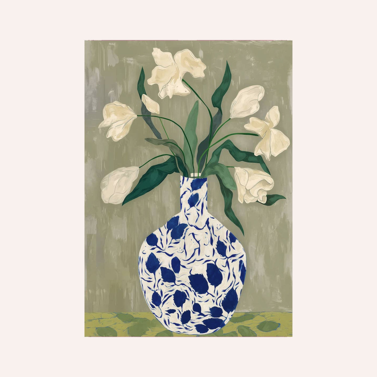 White Flower Vase Print at House of Fibi
