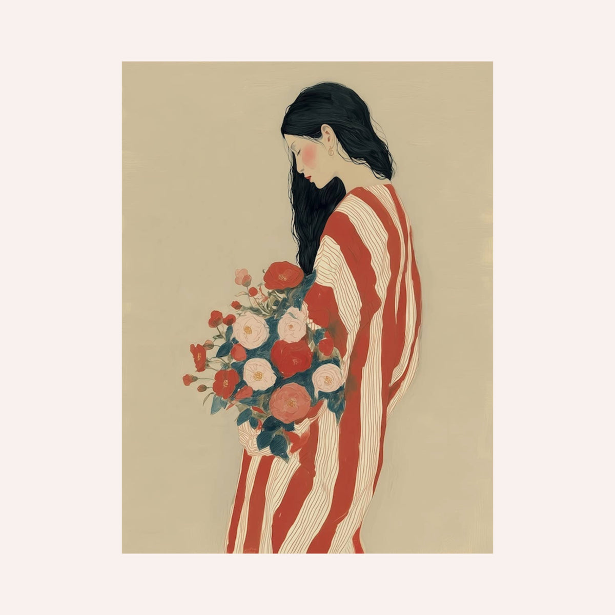 Woman with Flowers Print at House of Fibi