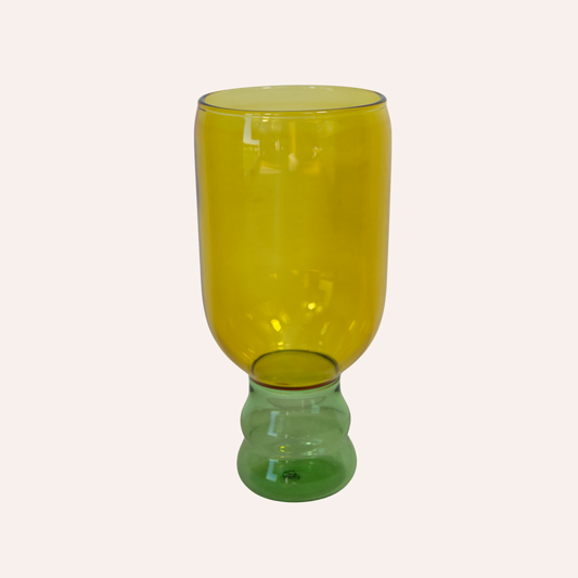 Two Tone Wine Glass, Yellow & Green